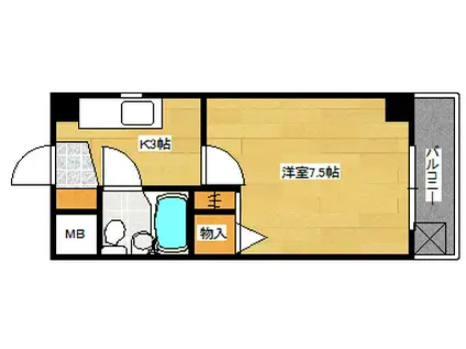 ワッソンビル比治山(1K/4階)の間取り写真