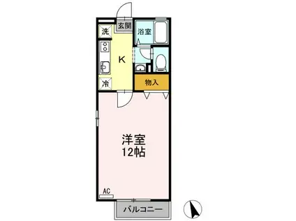 ハイツ田中II(1K/2階)の間取り写真