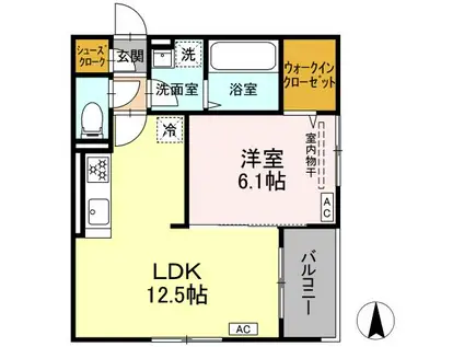 D-ROOM ET宮城野区栄2丁目(1LDK/3階)の間取り写真