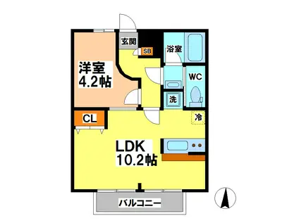 エスタシオン(1LDK/1階)の間取り写真