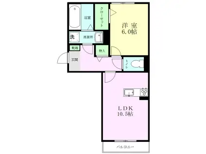クレセール光の森東(1LDK/2階)の間取り写真