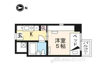 コスモリード京都今出川(1K/6階)の間取り写真