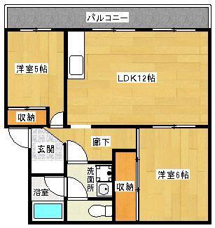 たかみマンション(2LDK/3階)の間取り写真