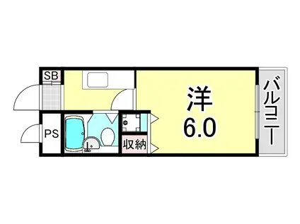 フルーレゾン神戸(1K/6階)の間取り写真