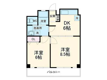 平和マンション(2DK/4階)の間取り写真