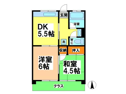 玉川ハイツ(2DK/1階)の間取り写真