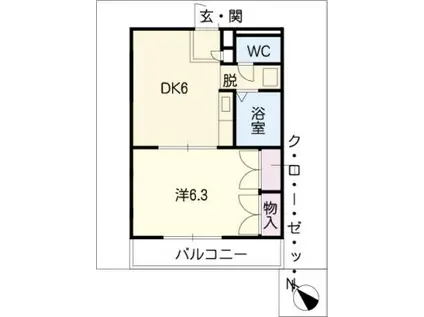 伊勢鉄道 玉垣駅 徒歩15分 2階建 築28年(1DK/2階)の間取り写真