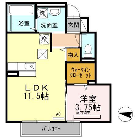 フローラ片倉(1LDK/1階)の間取り写真