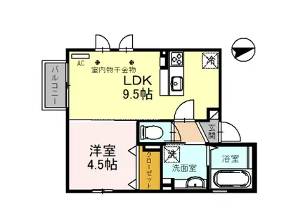 クレストM(1LDK/1階)の間取り写真