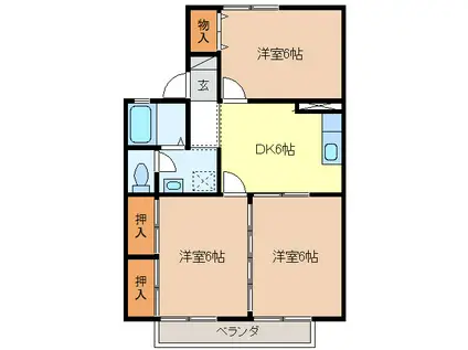 セジュール西垣(3DK/1階)の間取り写真