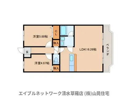 グランディールK(2LDK/1階)の間取り写真