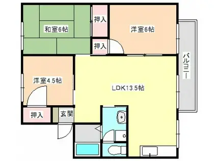 ヴェルドミール(3LDK/1階)の間取り写真