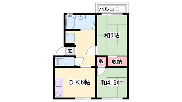 荒木ハイツ(2DK/2階)の間取り写真