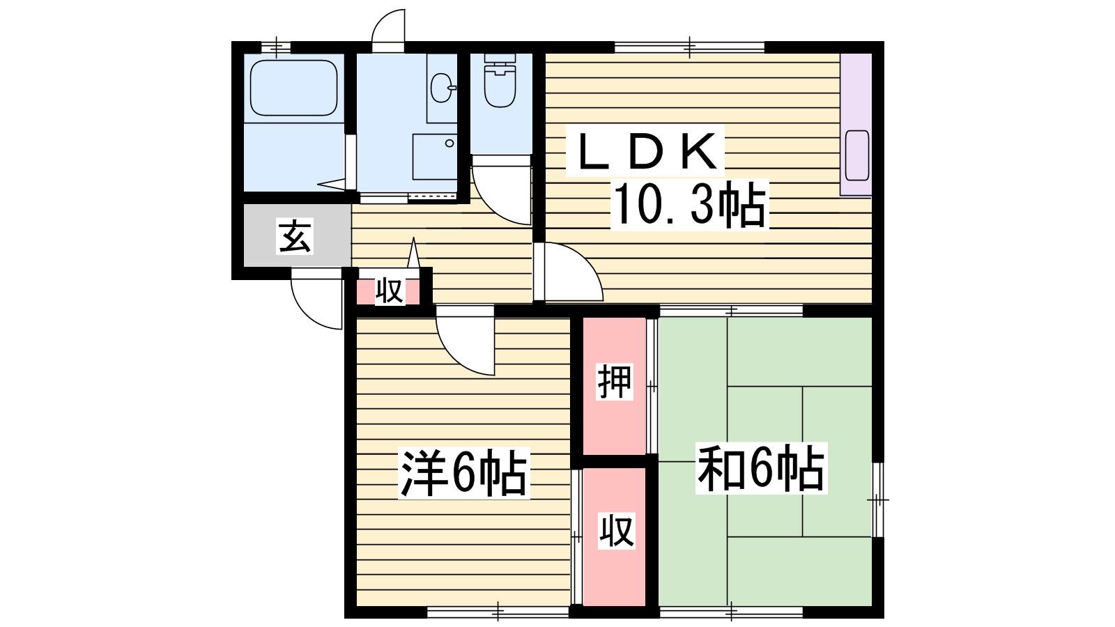ハイライフ書写(2LDK/1階)の間取り写真