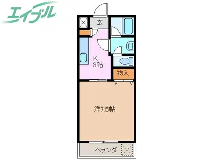 クリスタル INABA(1K/3階)の間取り写真