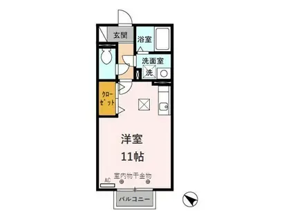 アバンテ(ワンルーム/1階)の間取り写真