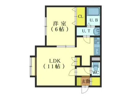 BELLE VILLAGEベルヴィラージュ(1LDK/2階)の間取り写真