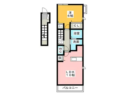 ラフレシールI(1LDK/2階)の間取り写真