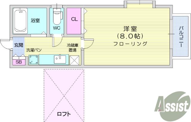 クレセール南吉成壱番館(1K/2階)の間取り写真