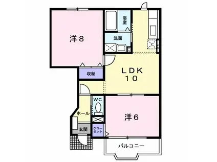 サンリット大道B(2LDK/1階)の間取り写真