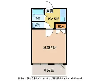 ヴィラ北浜(1K/1階)の間取り写真