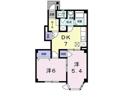 プレミール・メゾン沖代II(2DK/1階)の間取り写真