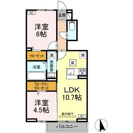 アスクレオ(2LDK/1階)の間取り写真