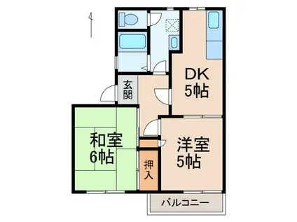 グリーンフル梅田(2DK/2階)の間取り写真