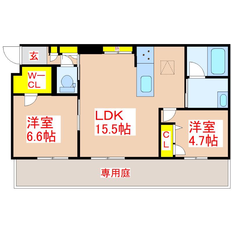 シャーメゾン春日町(2LDK/1階)の間取り写真