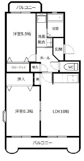 ジェントリー(2LDK/2階)の間取り写真