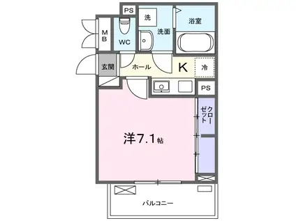 ベル石井城II(1K/2階)の間取り写真