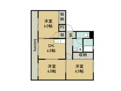 コーポエデン(3DK/1階)の間取り写真