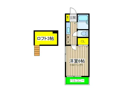 ハピネス641(1K/1階)の間取り写真
