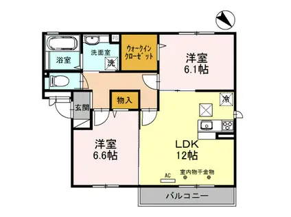 ヴィラージュ(2LDK/3階)の間取り写真