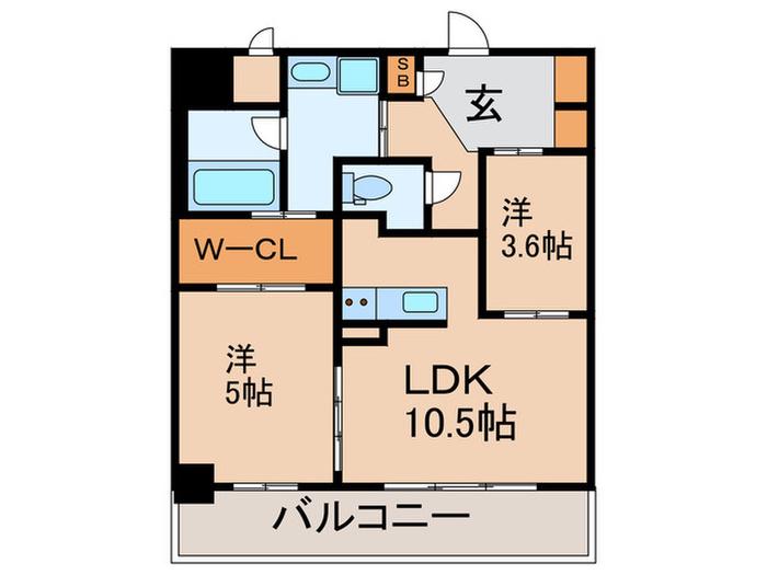 S-RESIDENCE福島DIVERSE(2LDK/2階)の間取り写真