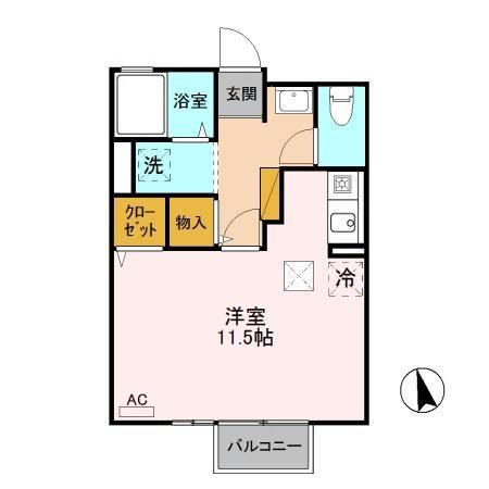 クレアール(ワンルーム/1階)の間取り写真
