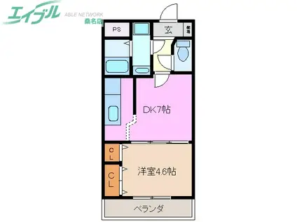 ポンドサイド蓮 パートII(1DK/1階)の間取り写真