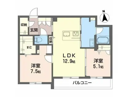 シャーメゾン蘇原新栄(2LDK/2階)の間取り写真