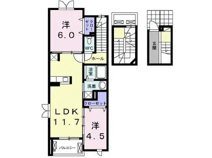 セレノカーサ(2LDK/3階)の間取り写真