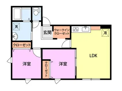 ディアウェンズ高志(2LDK/2階)の間取り写真
