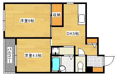 コーポ神田(2DK/4階)の間取り写真