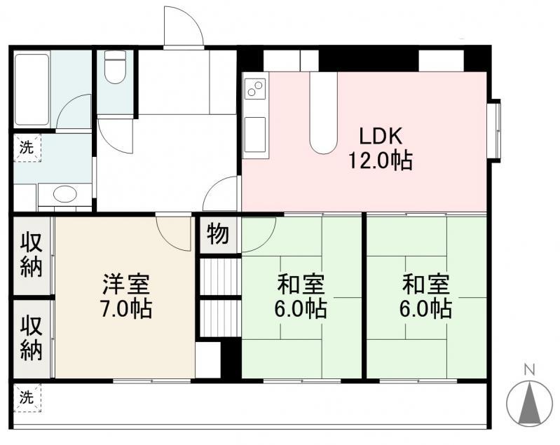 ローズ・シャンブル(3LDK/3階)の間取り写真
