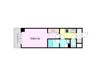 リバースクエア103(1K/5階)の間取り写真