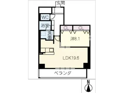 VIVANT(1LDK/4階)の間取り写真