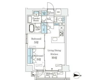STANDZ亀戸(2LDK/2階)の間取り写真