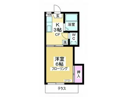 ことぶきハイツ(1K/1階)の間取り写真