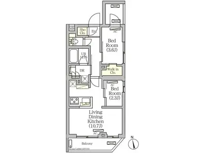 ARKMARK南品川(2LDK/2階)の間取り写真