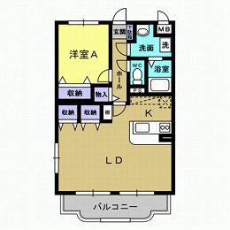林マンションF(1LDK/3階)の間取り写真