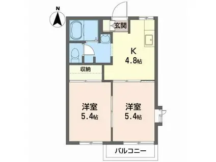 プレステージ川岸F(2K/2階)の間取り写真