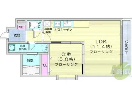 レジディア仙台本町(1LDK/6階)の間取り写真